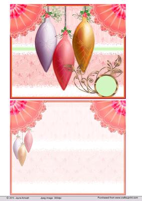 3 Baubles in Pinks-orange Background Topper and Insert