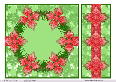 Rred Stylised Flowers on Holly Background Design Paper