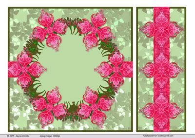 Pink Stylised Flowers on Holly Background Design Paper2
