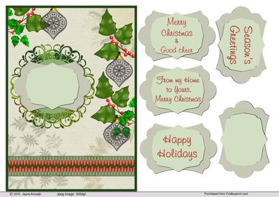 Holly and Baubles Card Front