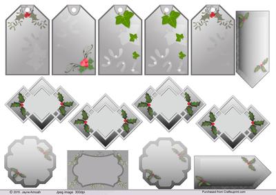 Holly and Ivy Christmas Tags and Labels