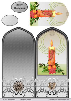 Candle Decorations in Arched Shaped Card