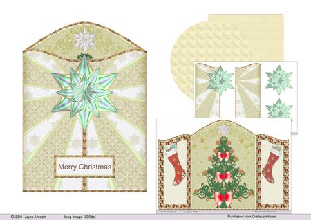Gatefold- Christmas Tree with Stars and Stockings