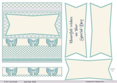 50s Style Card in Blue and Cream