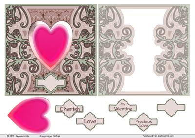 Valentine Topper in Dusky Greenand Pink with a Pink Heart