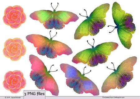 Butterflies and Roses - Png