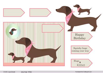 Lady Dachshunds Birthday Card Front 3