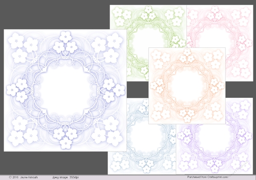 7x7in Floral and swirls card front background