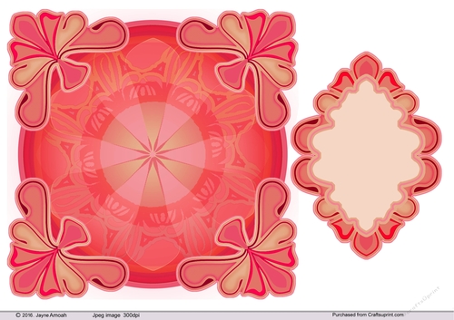 7.5in sq Floral background card front and label