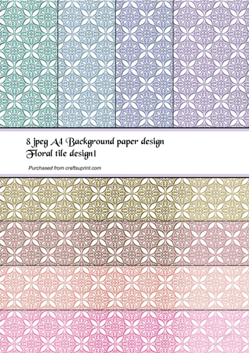 Floral Tile Background A4 papers kit4