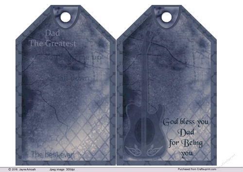 Dad -Tag shaped card with guitar- 2 - purple