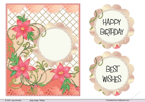 Pinkand orange floral card front