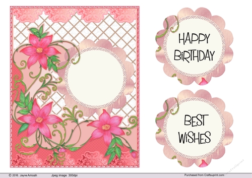 3 pink flowers card front