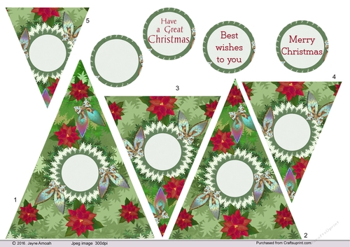 Christmas Bauble and poinsettia tree decoupage