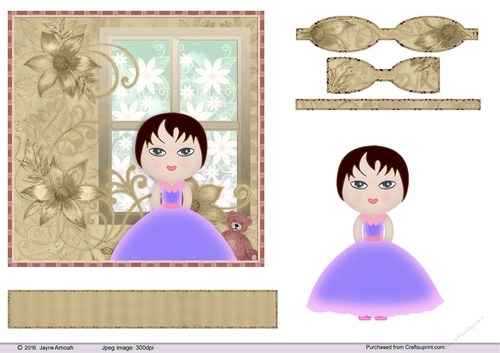 Little giri in front of a floral window scene 3