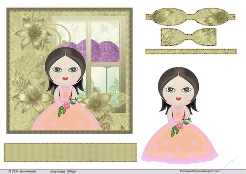 Little giri in front of a floral window scene 4