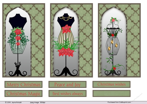 Christmas decorated manniquin card fronts