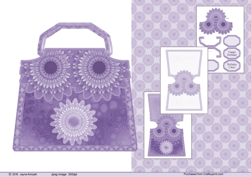 Flowers Purple Bag shaped card