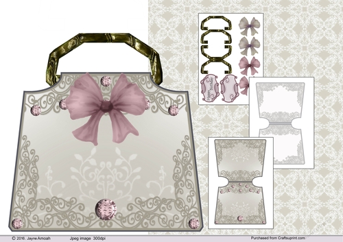 Swirls and Bow Bag Shaped card 3