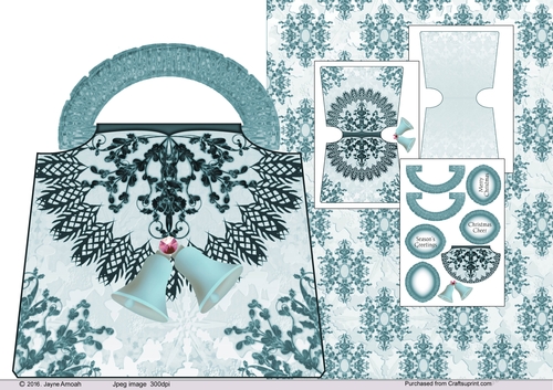 Snowflakes and holly - Bag Shaped card 2