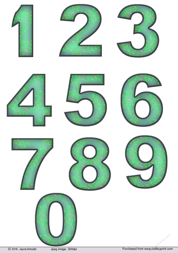Numbers 0-9 Christmas Holly
