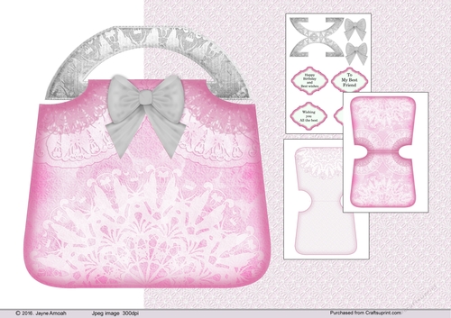 Floral Lace Bag shaped card kit4