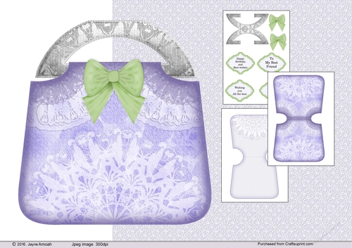 Flowers Purple Bag shaped card Kit1