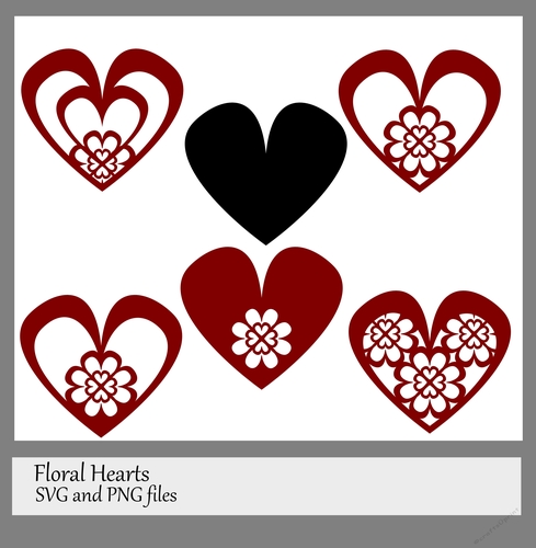 Floral Hearts SVG and PNG files