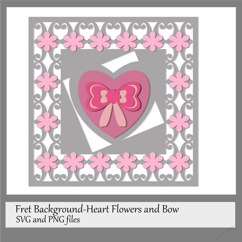 Stylised Heart and flowers SVG and PNG files