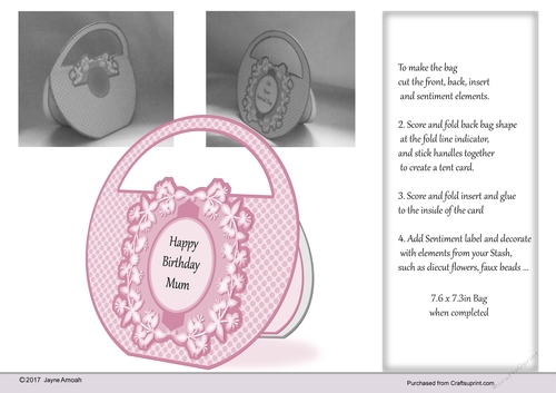Pink Polka dot bag shaped card Kit 2