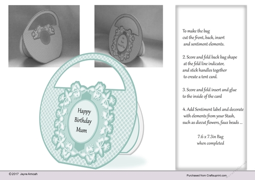 Sky Blue Polka dot bag shaped card Kit 3
