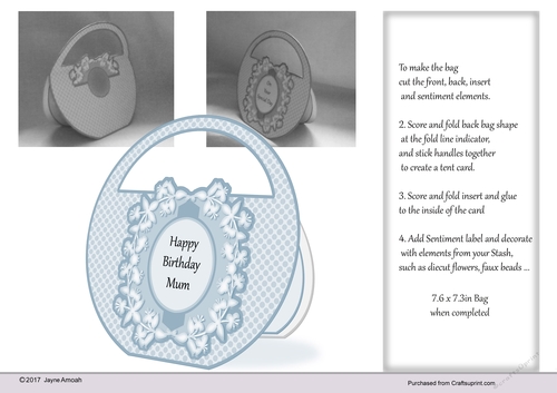 Blue2 Polka dot bag shaped card Kit 4