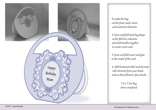 Purple Polka dot bag shaped card Kit 5