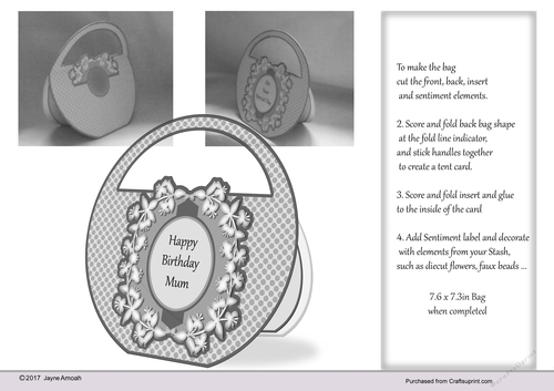 Gray Polka dot bag shaped card Kit 6