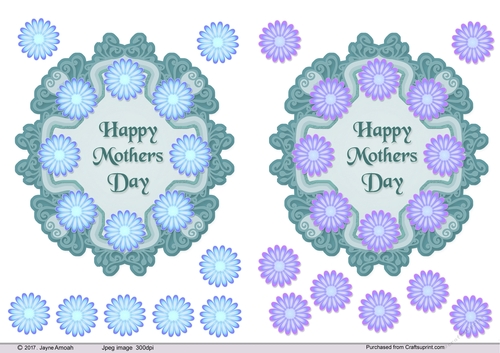 Mothers Day - with flowers 2 -shades of blues