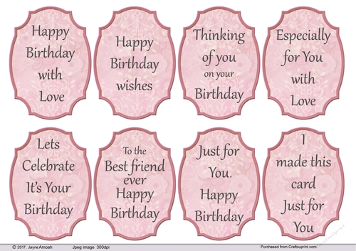 Birthday sentiments 3 - pink floral