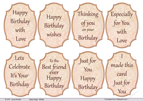 Birthday sentiments 4 - Pale Orange floral