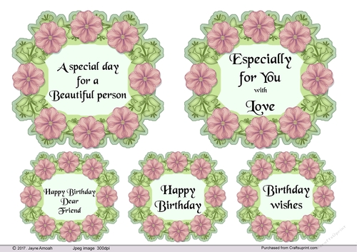 Sentiments with pink floral Border 2