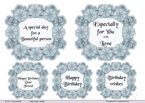 Sentiments with blue floral Border 3