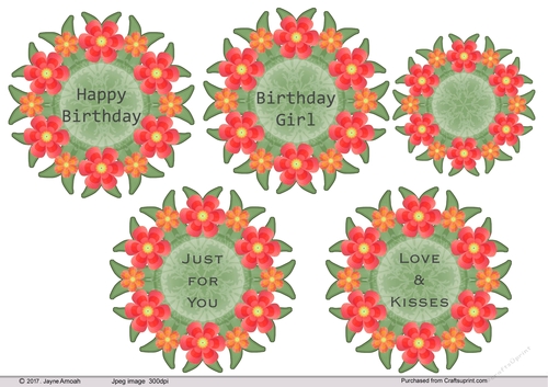 Sentiments -Pink and orange flowers in a circle 2