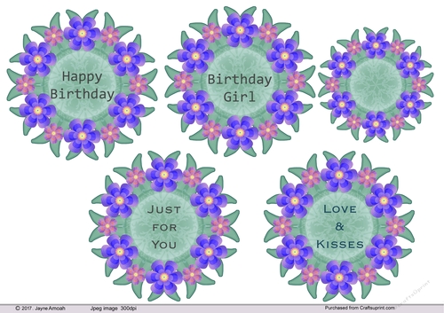 Sentiments -Purple flowers in a circle 3