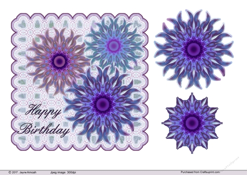 Happyy Birthday Floral card Front and decoupage Layers 2