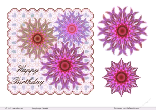 Happyy Birthday - Floral cardfront and decoupage Layers-pink-3
