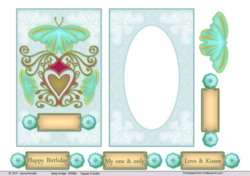 Floral swirls, heart and butterflies 3