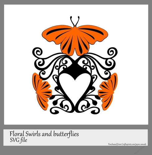 Floral swirls and butterflies SVG