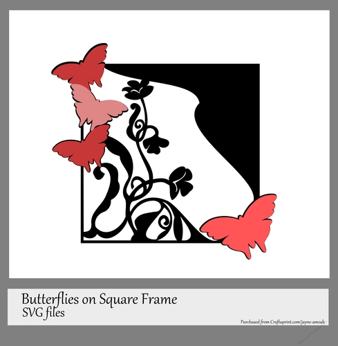 Butterflies on Floral square frame