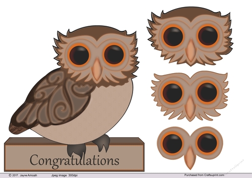 Owl decoupage with Congratulations
