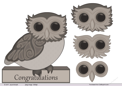Owl decoupage with Congratulations 6