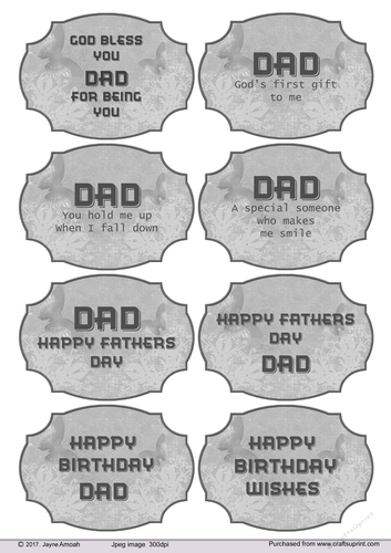 Fathers Day and Birthday sentiments in grey