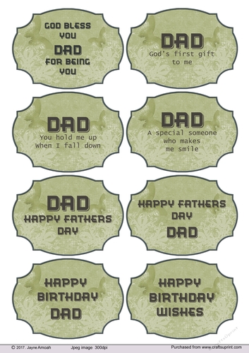 Fathers Day and Birthday sentiments in green